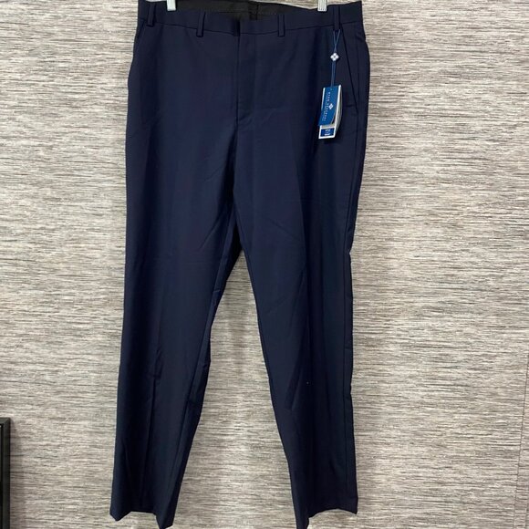 Ryan Seacrest Distinction NWT 100% Wool Dress Pants 36x32 — Navy, Flat Front - Picture 1 of 8